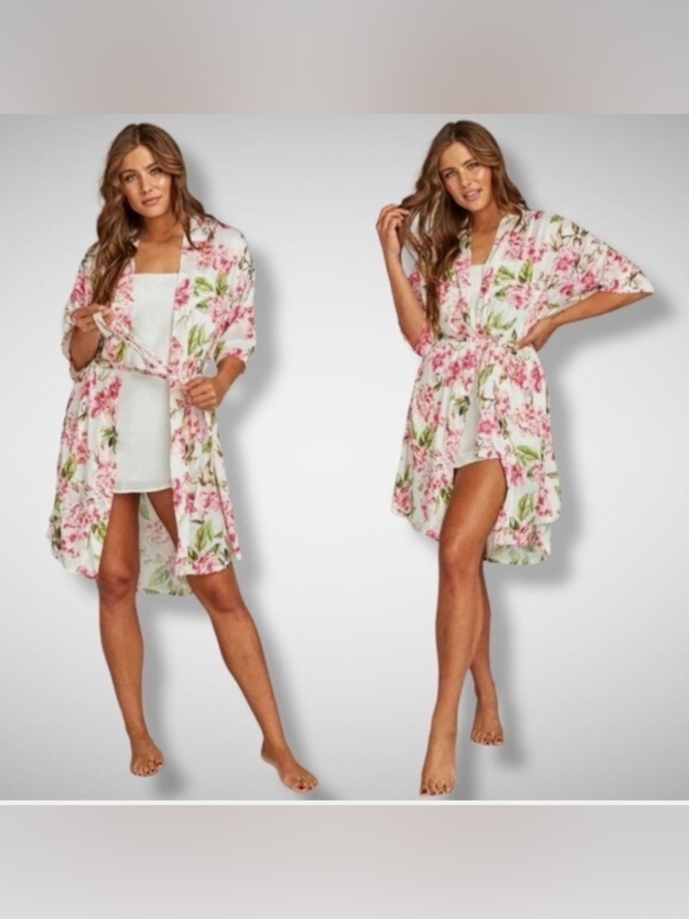 Show Me Your MuMu Brie Robe One Size Floral Kimono Tie Waist - Picture 1 of 9